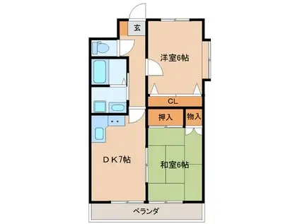 ジーニアルマンション(2DK/5階)の間取り写真