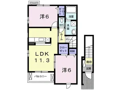 マイ・ショアII(2LDK/2階)の間取り写真