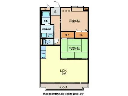 グリーンフィールズ(2LDK/2階)の間取り写真