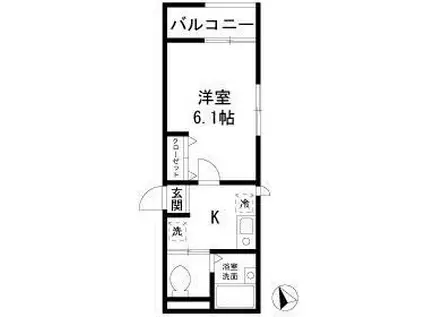 ISOハイツ(1K/2階)の間取り写真