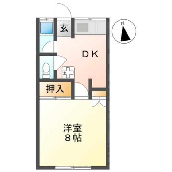 多田コーポ第2(1DK/2階)の間取り写真