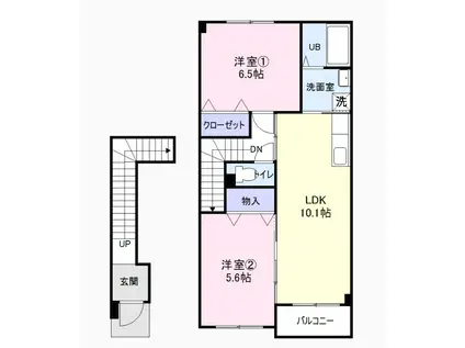 サンフラワー根ノ上(2LDK/2階)の間取り写真