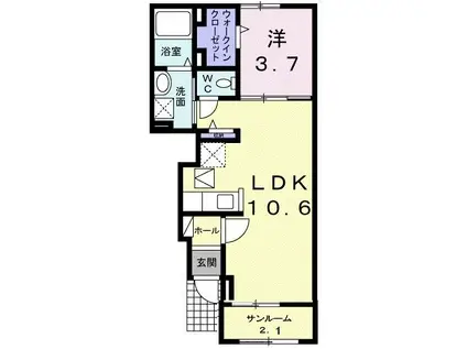 サラブレッド V(1LDK/1階)の間取り写真