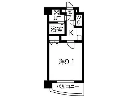 シティ連坊(1K/2階)の間取り写真