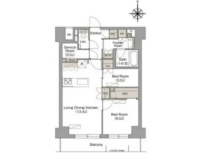 ヴェール・クレール武蔵小杉(2SLDK/3階)の間取り写真