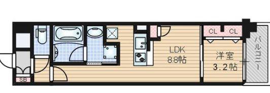 プレサンスロジェ上前津駅前 THE RESIDENCE(1LDK/3階)の間取り写真