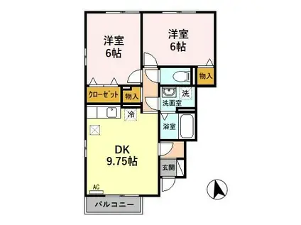 カトルセゾンA(2DK/1階)の間取り写真