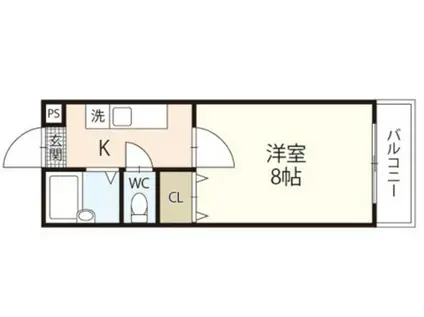 サンハイツ岡大II(1K/2階)の間取り写真