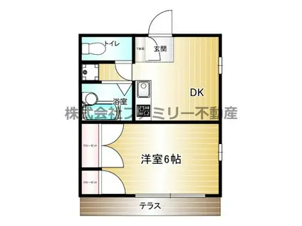 グラスヒル平潟A(1DK/1階)の間取り写真