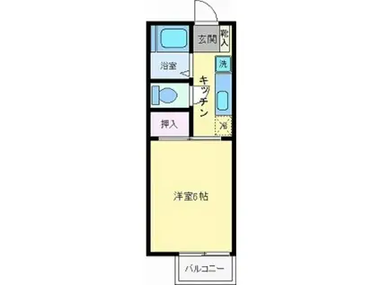 ラフィーネSUGO(1K/1階)の間取り写真