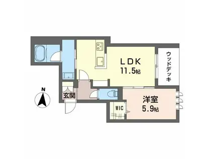 シャーメゾンリアンII(1LDK/1階)の間取り写真