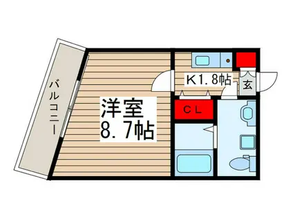 ビラビスタ津田沼(1K/3階)の間取り写真