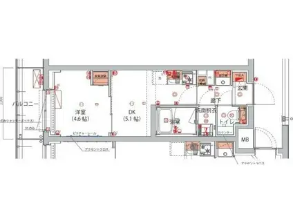 ハーモニーレジデンス神楽坂ヒルズTHIRD(1DK/2階)の間取り写真