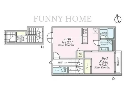 オルキデ蘆花公園 弐番館(1LDK/2階)の間取り写真