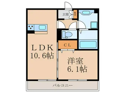 グランルージュ桜(1LDK/2階)の間取り写真
