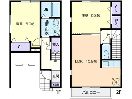 アイリス II(2LDK/1階)の間取り写真