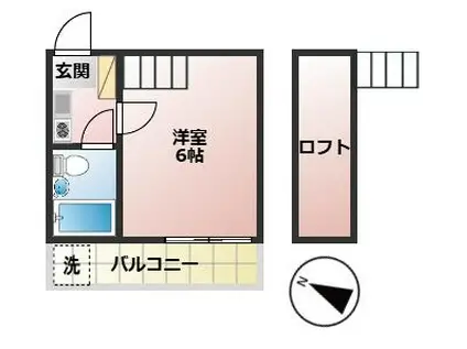 ジュネパレス松戸第75(1K/2階)の間取り写真