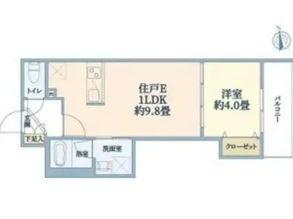 ウェルスクエア西宮(1LDK/4階)の間取り写真