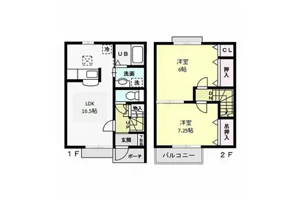 アペリーレ B(2LDK/1階)の間取り写真