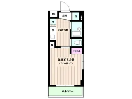 ハイホーム桐山(1K/3階)の間取り写真