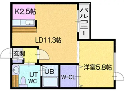 H-CUBEAPARTMENTHOUSE(1LDK/1階)の間取り写真