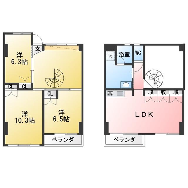 国立 THE α(3LDK/4階)の間取り写真