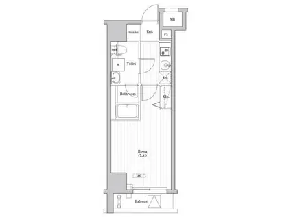 エル・グランジュテ新宿(1K/10階)の間取り写真