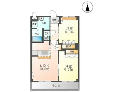 コンフォルト鳳麟(2LDK/1階)の間取り写真