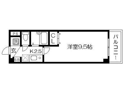 クレアーレ武者小路(1K/2階)の間取り写真