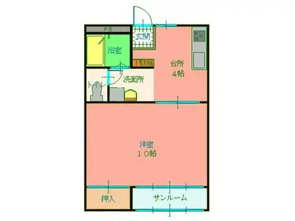 Mフラット上市I(1DK/2階)の間取り写真