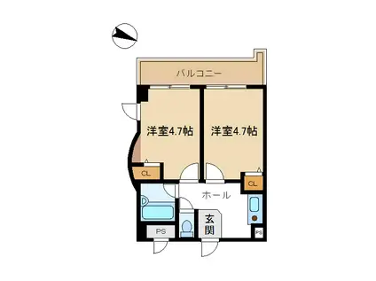 アソシエ横浜(2K/4階)の間取り写真