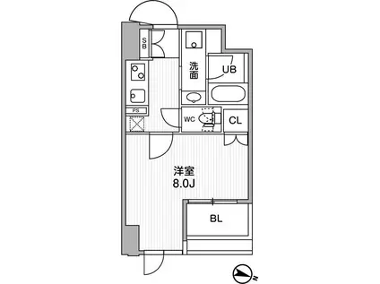 東神田テラスレジデンス(1K/7階)の間取り写真
