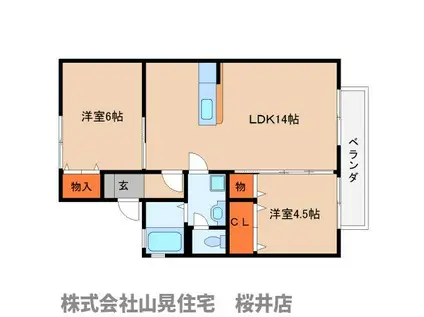 メゾンルミエール(2LDK/1階)の間取り写真