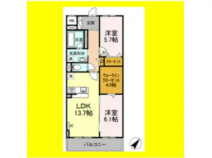 イーストタウン巽(2LDK/6階)の間取り写真