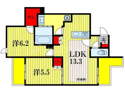 ウエスト・ノワール(2LDK/3階)の間取り写真