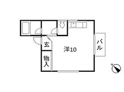 ハウル黒髪II(ワンルーム/2階)の間取り写真