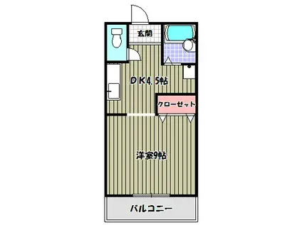 ぺドラーム帝塚(1DK/2階)の間取り写真