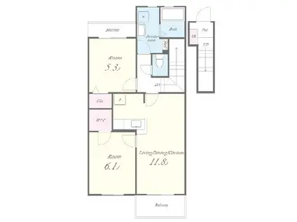 グランシャリオ(2LDK/2階)の間取り写真