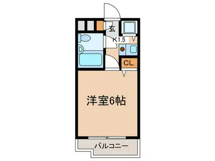 ジョイフル三ツ沢B棟(1K/3階)の間取り写真