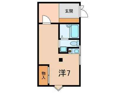 ナツカハイツ(ワンルーム/2階)の間取り写真