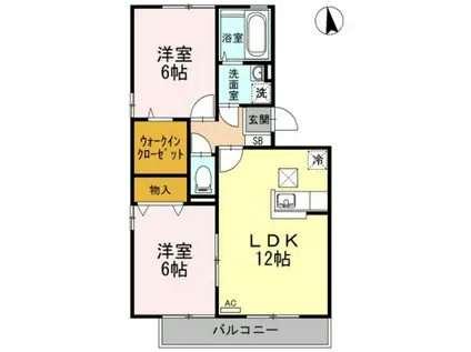 リビングタウン旭川B棟(2LDK/1階)の間取り写真