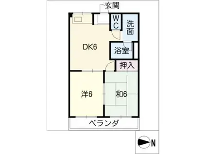 セントラルパビリオン(2DK/2階)の間取り写真