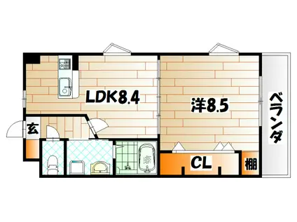 浅野ベイタワー(1LDK/7階)の間取り写真