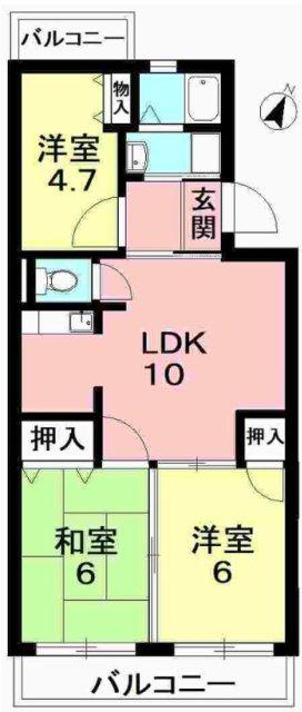 サウスワード壱番館(3LDK/2階)の間取り写真