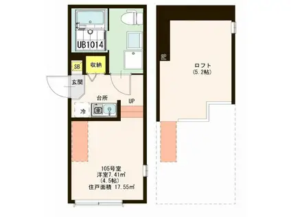 アクティ上大岡(ワンルーム/1階)の間取り写真