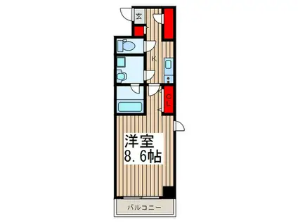 サンファーロ新都心(1K/8階)の間取り写真
