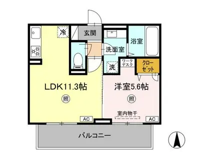 SAKURA A棟(1LDK/3階)の間取り写真