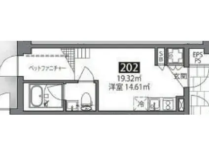 グランヒルズ中落合(ワンルーム/2階)の間取り写真