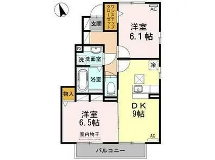 メゾン・ド・ボヌールA・B(2DK/1階)の間取り写真