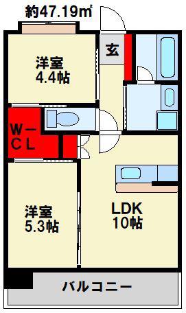 ヒルクレスト小倉高峰グランデ(2LDK/8階)の間取り写真